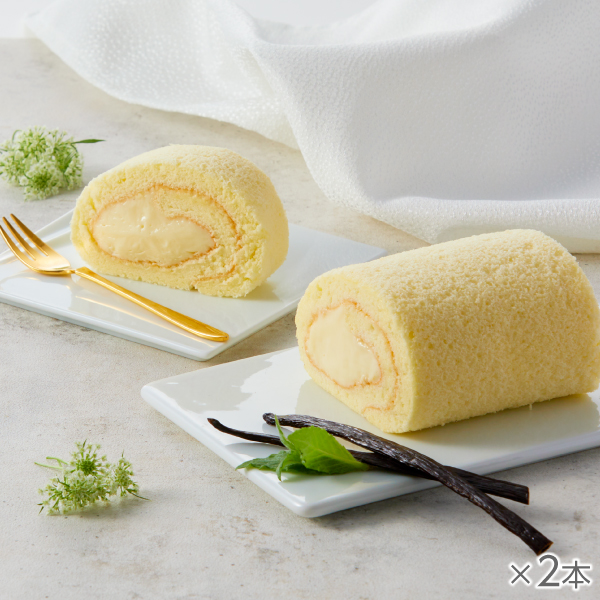 <!--米粉ロールケーキ カスタード2本* -->