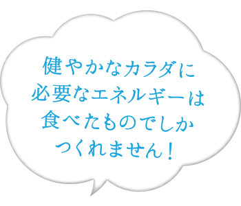 健やかなカラダに必要なエネルギーは食べたものでしかつくれません!