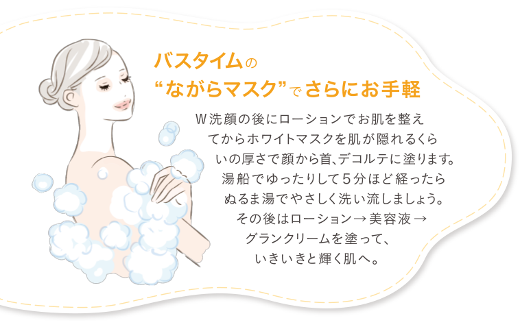 バスタイムのながらマスクでさらにお手軽