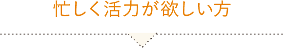 忙しく活力が欲しい方