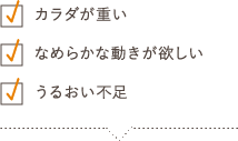 カラダが重い なめらかな動きが欲しい うるおい不足