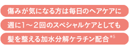 傷みが気になる方は毎日のヘアケアに　週に1～2回のスペシャルケアとしても 髪を整える加水分解ケラチン配合