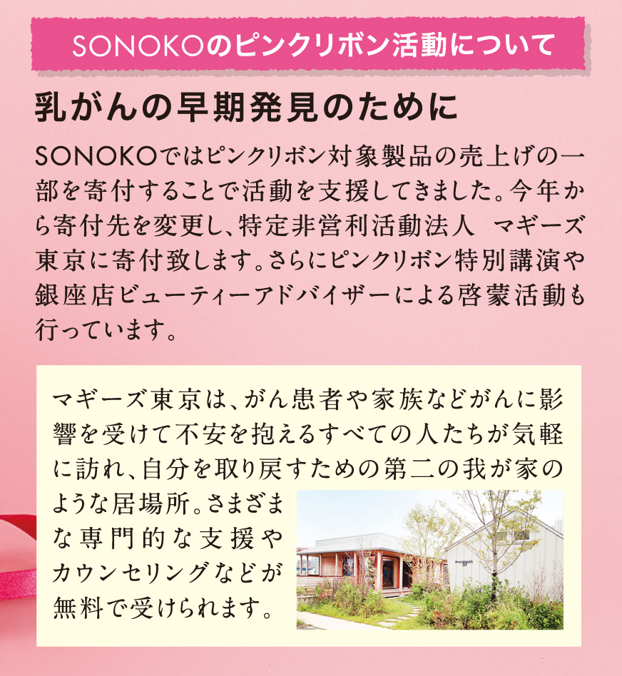 SONOKOのピンクリボン活動について