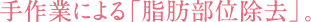 手作業による「脂肪部位除去」。