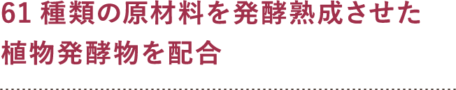 61種類の原材料を発酵熟成させた植物発酵物を配合