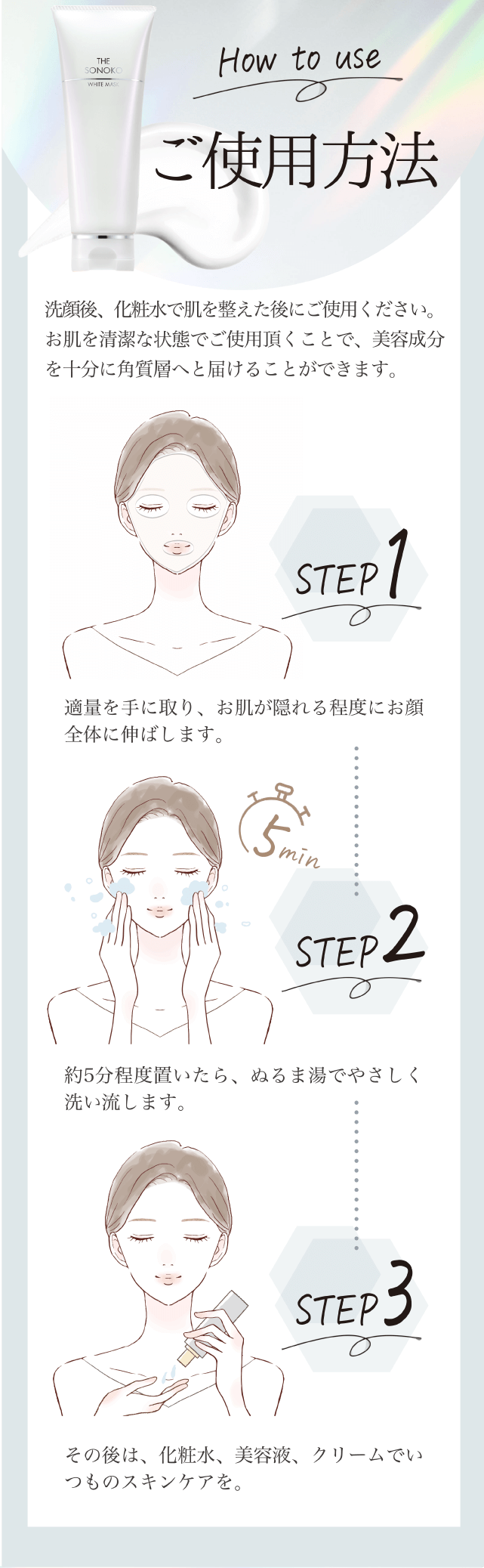 THE SONOKO WHITE MASK｜保湿・ブライトニング、年齢肌ケアを1本